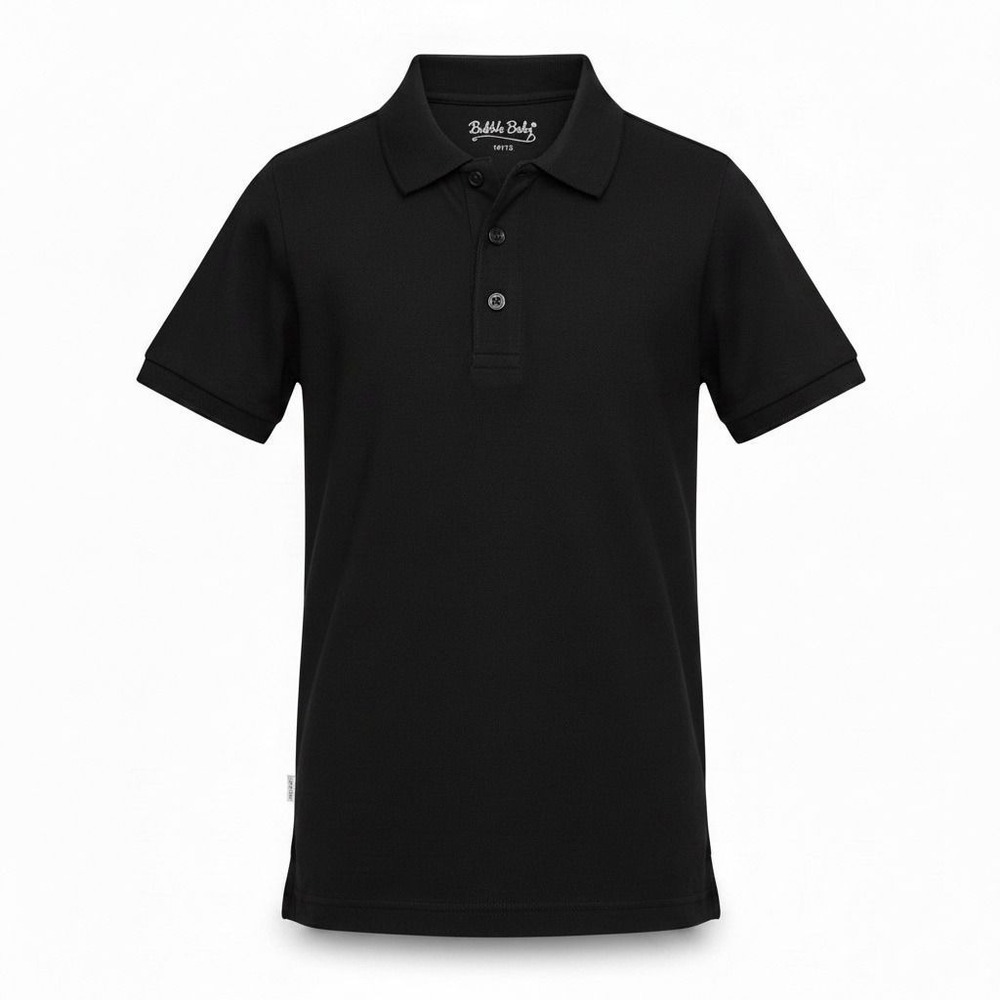 Bubble Baby Kids Black Bamboo Viscose Short Sleeve Polo Shirt Size 14/16 NEW